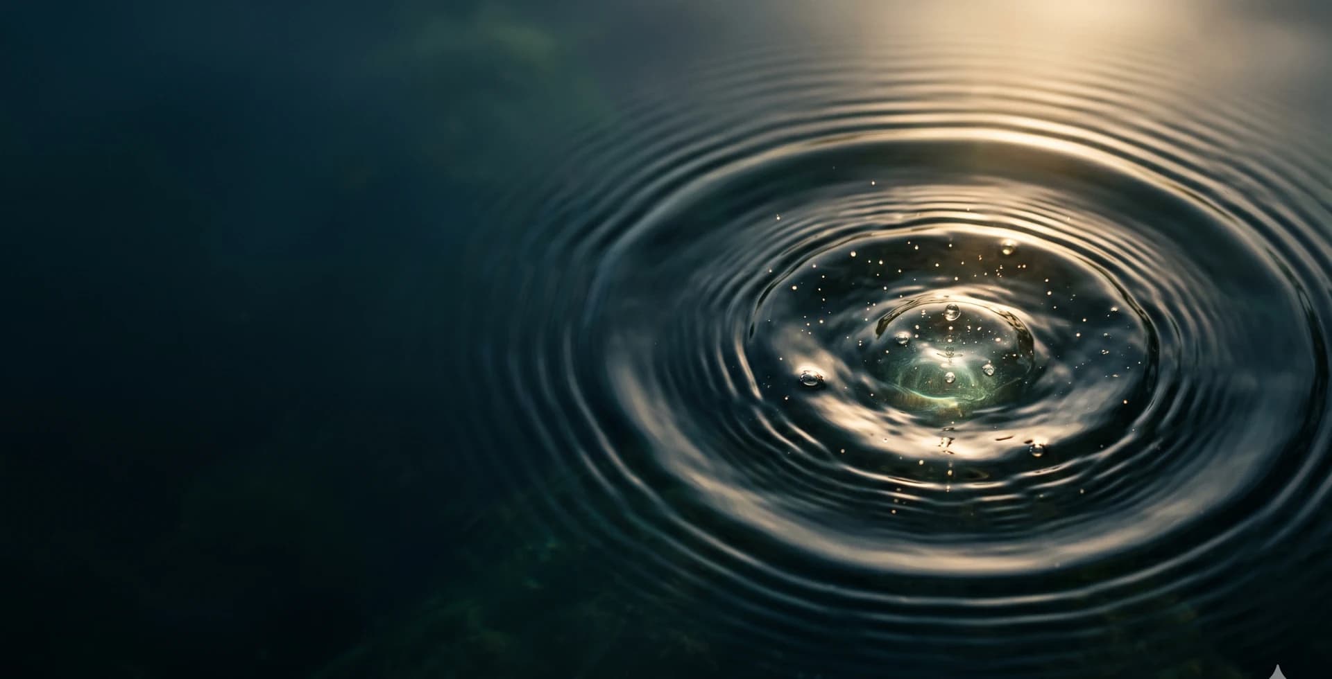 프라임셀 — 고요한 수면에 닿는 물방울과 파동