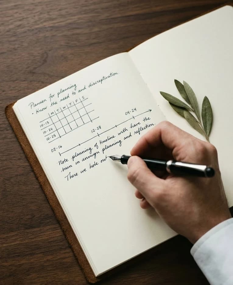 피부주치의 프로그램 — 펼쳐진 저널에 기록을 남기는 손